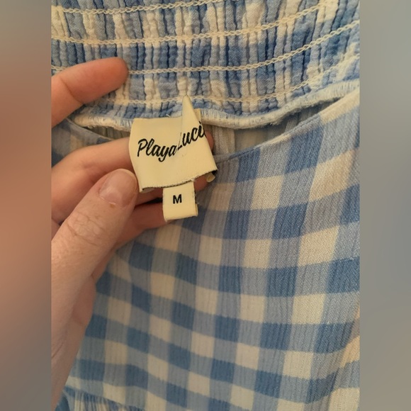 Playa Lucila Blue Gingham Dress Sz M - Picture 14 of 16